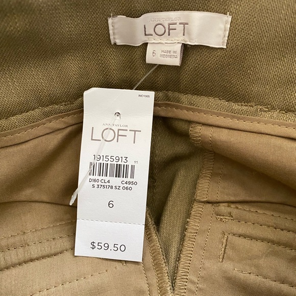 Loft NWT Sateen Utility Skirt Olive Green Belted - Picture 9 of 10